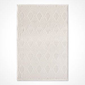 Antakya Beyaz Geometrik Desen Halı - Au001 100x300 cm