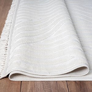 Cool Beyaz Geometrik Desen Halı - Ces01 100x300 cm