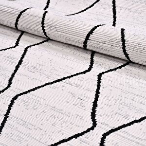 Liza Beyaz Siyah Geometrik Desen Halı - 18561 100x200 cm