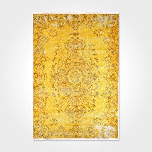 Etnik Desen Sarı Yıkanabilir Kilim - 1087