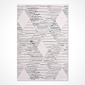Liza Beyaz Siyah Modern Halı - 18556 120x180 cm