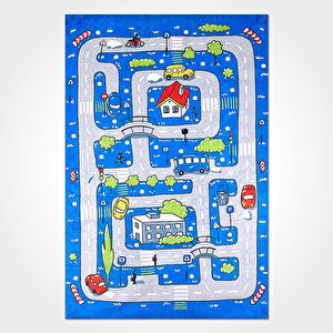 Araba Yol Yıkanabilir Çocuk Baskı Kilim - 6057 100x300 cm