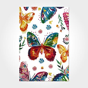 Kelebek Beyaz Yıkanabilir Çocuk Baskı Kilim - 6062 100x200 cm
