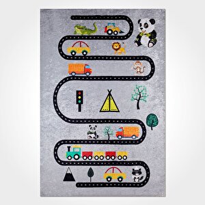 Gri Yıkanabilir Çocuk Baskı Kilim - 6037 120x180 cm