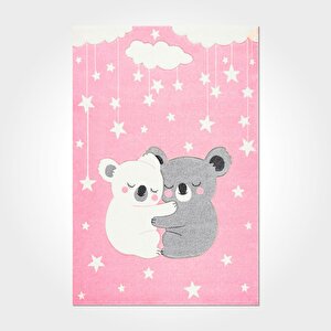 Koala Pembe Yıkanabilir Çocuk Baskı Kilim - 6065 80x150 cm