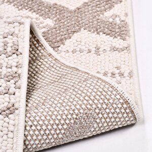 Belezza Kahve Krem Bukle Halı - 8632bj