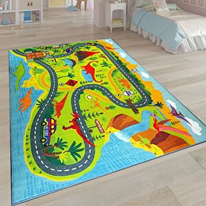 Araba Yol Yıkanabilir Çocuk Kilim - 6067 120x180 cm