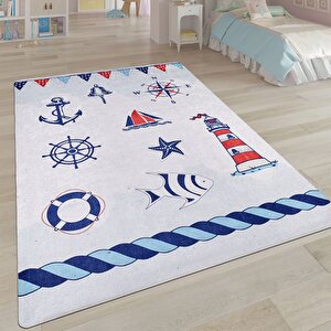 Denizci Figür Yıkanabilir Çocuk Baskı Kilim - 6029 80x150 cm