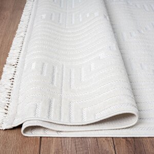 Cool Beyaz Geometrik Desen Halı - Ces02 150x230 cm