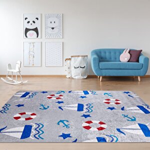 Gemi Figür Yıkanabilir Çocuk Baskı Kilim - 6038