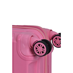 Elatae Premium Polipropilen Kabin Boy Kırılmaz Valiz Pembe V305