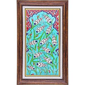 20x40 Cm Ed 154 Mavili Lalezar El Dekoru Çini Pano