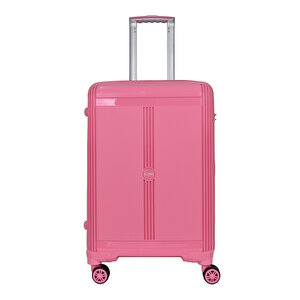 Premium Polipropilen Kırılmaz 2'li Valiz Seti Orta Boy Ve Makyaj 2'li Set Pembe V303