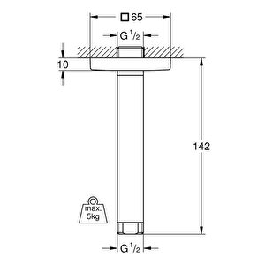 Rainshower® Tepe Duşu Tavan İniş Borusu 151 Mm - 27485000