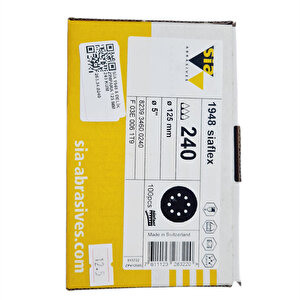 SİA 1948 SİAFLEX  8 DELİKLİ ZIMPARA 125 MM 240 KUM  | AHŞAP İŞLERİNİZDE MÜKEMMEL SONUÇLAR | 25 ADET