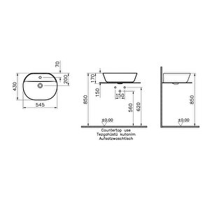 Vitra Geo 7428b020-0041 Oval Çanak Lavabo, 55 Cm, Orta Armatür Delikli, Su Taşma Deliksiz, Mat Bej