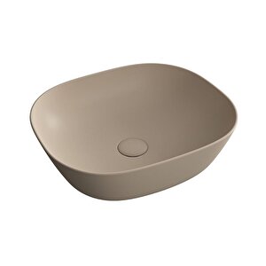 Vitra Plural 7810b474-0016 Kare Alçak Çanak Lavabo, Vitra Clean, 45 Cm, Mat Kil Beji