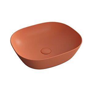 Vitra Plural 7810b477-0016 Kare Alçak Çanak Lavabo, Vitra Clean, 45 Cm, Mat Terra Rossa