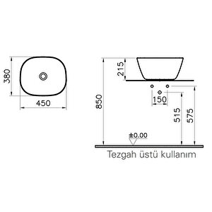 Vitra Plural 7811b474-0016 Kare Yüksek Çanak Lavabo, 45 Cm, Mat Kil Beji