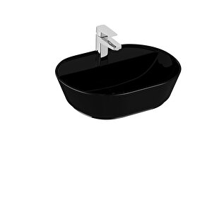 Vitra Geo 7428b070-0041  Oval Çanak Lavabo, 55 Cm, Siyah