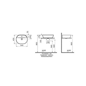 Vitra Geo 7428b070-0041  Oval Çanak Lavabo, 55 Cm, Siyah