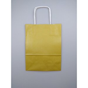 Büküm Saplı Kraft Kağıt Çanta Karton Hediyelik Poşet Torba - Altın Sarı-18x24 Cm. - 25 Adetlik Paket
