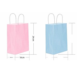 Büküm Saplı Kraft Kağıt Çanta Karton Hediyelik Poşet Torba - Altın Sarı-18x24 Cm. - 25 Adetlik Paket