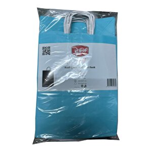 Büküm Saplı Kraft Kağıt Çanta Karton Hediyelik Poşet Torba - Açık Mavi -18x24 Cm. - 25 Adetlik Paket
