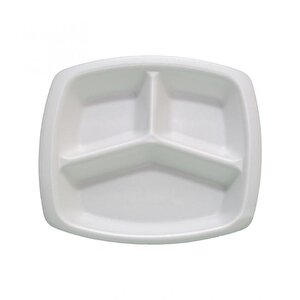 Dağyüce Tek Kullanımlık Köpük 3 Bölmeli Tabldot Köpük Tabak - 23.5x25 Cm. - 10 Adetlik 3 Paket