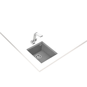 Square 34.40 Tg Tek Hazneli Gri Tezgahaltı Granit Mutfak Eviyesi