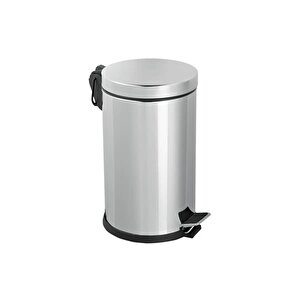Efor Paslanmaz 430 Krom Metal İç Kovalı Pedallı Ofis Banyo Mutfak Çöp Kutusu Kovası - 8 Litre