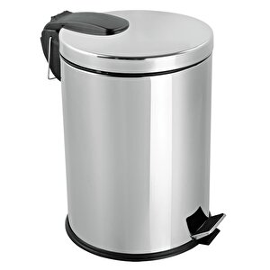 Efor Paslanmaz 430 Krom Metal İç Kovalı Pedallı Ofis Banyo Mutfak Çöp Kutusu Kovası - 30 Litre