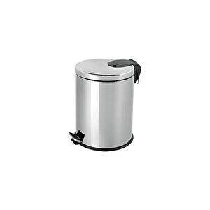 Paslanmaz 430 Krom Metal İç Kovalı Pedallı Ofis Banyo Mutfak Çöp Kutusu Kovası - 30 Litre