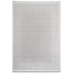 Çerçeveli Modern Beyaz Makine Halısı Poem Pm10 100x200 cm