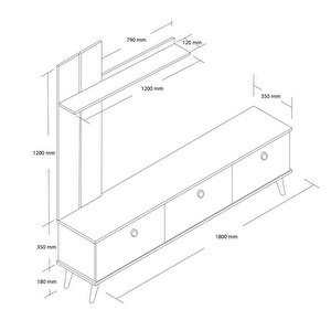 1380 Terra 180 Cm (ahşap Ayakli) Tv Üni̇tesi̇ Hat - Kaplan