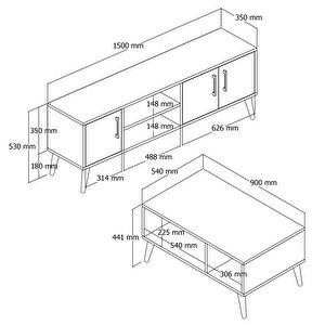 Set 1580-2070 Exxen Tv Ünitesi Exxen Orta Sehpa - Hat - Antrasit Rengi