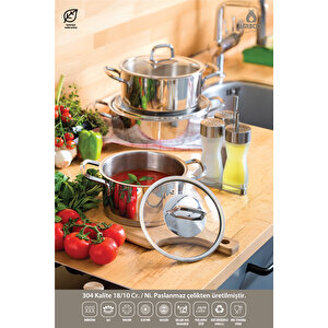 Diamond Paslanmaz Çelik İndüksiyon Tabanlı  8 Parça Tencere Seti - Cam Kapaklı