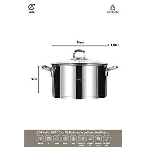 Diamond Paslanmaz Çelik İndüksiyon Tabanlı  8 Parça Tencere Seti - Cam Kapaklı