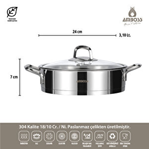 Diamond 8 Parça Paslanmaz Çelik Cam Kapaklı Tencere Seti