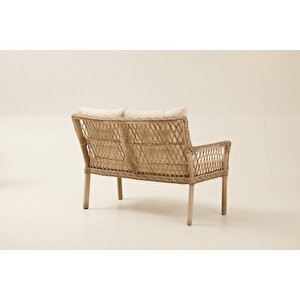 Pure  Rattan Bahçe Balkon  Oturma Grubu(2+1+1+Masa) - 606 Krem