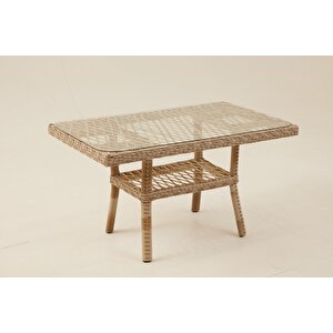 Pure  Rattan Bahçe Balkon  Oturma Grubu(2+1+1+Masa) - 606 Krem