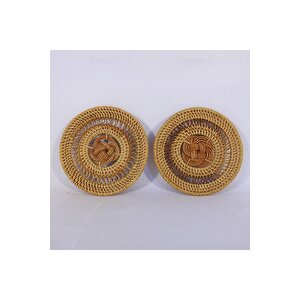 Japandi, Retro Eklektik Boho, Iskandinav Hasır Rattan Dekoratif Fincan&bardak Altlığı 12cm 8li Set 8 Adet