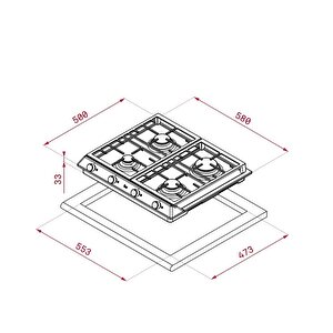 Ex 60.1 4g Ai Al Dr Ci Ntb  60 Cm Gazlı Ankastre Ocak