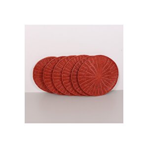 Kırmızı Amerikan Servis, Hasır Supla, Yılbaşı Amerikan Servis, Rattan Sofra Sunum 35cm (1 Adet)