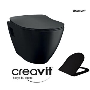 Creavit Tp325 Siyah Mat Asma Klozet + Duck Yavaş Kapanır Kapak Siyah Mat
