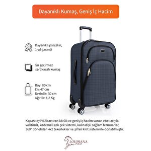 Büyük Boy 4 Teker Kumaş Valiz Lacivert 1081