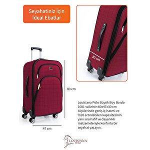 Büyük Boy 4 Teker Kumaş Valiz Bordo 1081