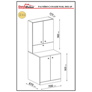 Palmiro Çamaşır Makinesi Dolap Set