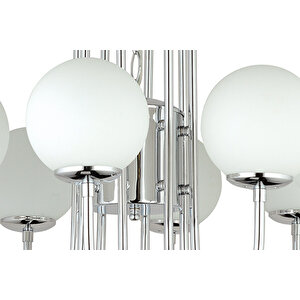 Lampaluce Esta Modern Camlı Avize 8'li Krom 70x80cm
