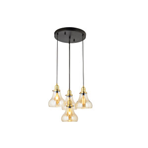Lampaluce Cono Modern Sarkıt Salon Avizesi 4'lü Sarı 40x70cm